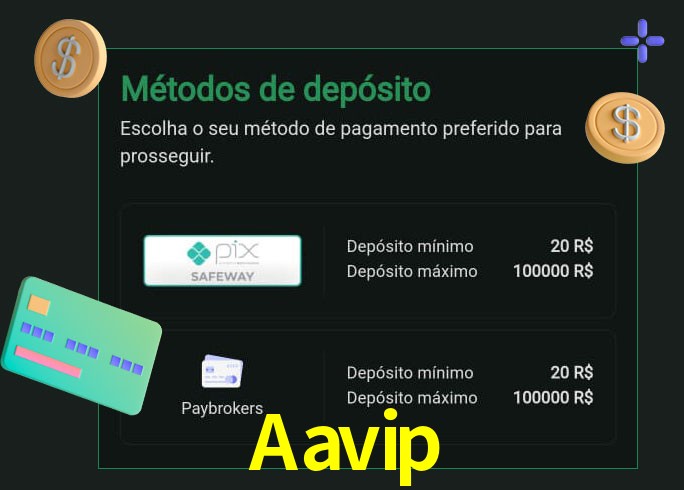 O cassino Aavip oferece uma grande variedade de métodos de pagamento